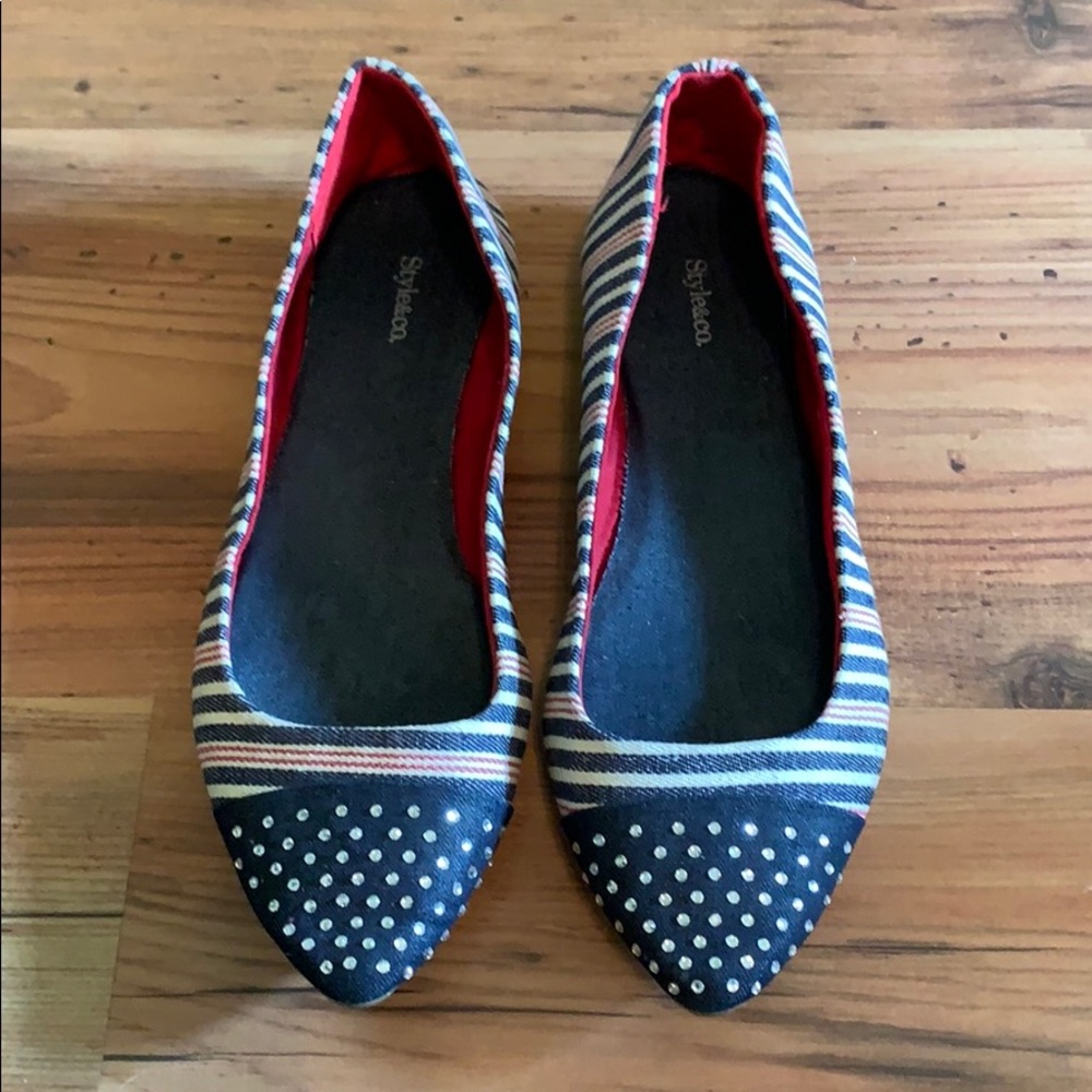 Studded striped flats